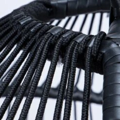 Merkloos Hangstoel Norway - Zwart Wicker & Touw Luxe Egg Hangstoel Met Dikke Antraciete Kussens Met Frame - Inklapbare Basket -Buitentuin Winkel 1200x1200 316