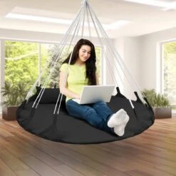 Hangnest Voor Binnen & Buiten. Met Groot En Dik Kussen Voor Volwassenen & Kinderen. Belastbaar Tot 125 Kg. VITA5 (Zwart) -Buitentuin Winkel 1200x1200 335