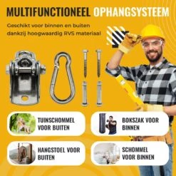 Itstrong® Plafondhaak Ophangsysteem Voor Binnen & Buiten – Ophanghaak Voor Bokszak – Schommel – Schommelstoel – Hangstoel - RVS -Buitentuin Winkel 1200x1200 345