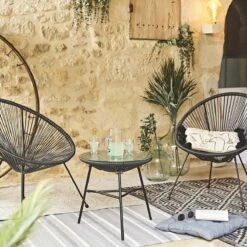 Set Van 2 Design Stoelen Ei-vormig - Acapulco Zwart - Stoelen 4 Poten Retro Design, Plastic Koorden, Binnen/buiten 11 Set Van 2 Design Stoelen Ei-vormig - Acapulco Zwart - Stoelen 4 Poten Retro Design, Plastic Koorden, Binnen/buiten -Buitentuin Winkel 1200x1200 374