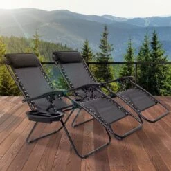 LifeGoods Opvouwbare Tuinstoelen - Verstelbaar Zonnescherm - 2 Stuks - 30°-90° Verstelbaar - Metaal - Zwart -Buitentuin Winkel 1200x1200 405