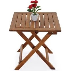 Merkloos EezyLife Houten Bijzettafel - 46x46x46cm - Acacia Hout - Tuintafel -Buitentuin Winkel 1200x1200 422