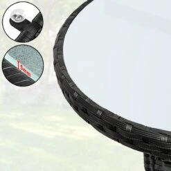 Casaria Polyrattan Bijzettafel 80cm Rond - 5mm Veiligheidsglas – Zwart -Buitentuin Winkel 1200x1200 444