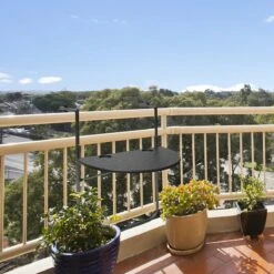 Relaxdays Balkontafel Inklapbaar, Balkon Tafel Rotan, Hangtafel Reling - Zwart -Buitentuin Winkel 1200x1200 445