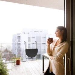 Relaxdays Balkontafel Inklapbaar, Balkon Tafel Rotan, Hangtafel Reling - Zwart -Buitentuin Winkel 1200x1200 446