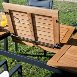 NATERIAL - Uitschuifbare Tuintafel ORIS - Uitschuifbare Tafel Voor 6 Tot 8 Personen - 180-240x100 Cm - Aluminium - Hout Eucalyptus -Buitentuin Winkel 1200x1200 455