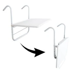 Luxe Inklapbare Balkontafel – 52 X 40 X 56cm – Wit – Hangend – Balkonbar – Balkontafels – Balkontafeltje – Hangtafel Balkon – Balcony Table – Voor Aan Het Balkon – Ophangbaar – Opklapbaar – Tafel – Inklapbaar – Buiten – Tafeltje – Klaptafel -Buitentuin Winkel 1200x1200 47