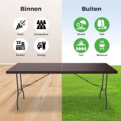 LifeGoods Klaptafel - Inklapbaar - 180 Cm - 6 Tot 8 Personen - Bruin -Buitentuin Winkel 1200x1200 473
