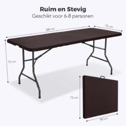 LifeGoods Klaptafel - Inklapbaar - 180 Cm - 6 Tot 8 Personen - Bruin -Buitentuin Winkel 1200x1200 474