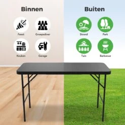 LifeGoods Klaptafel - Inklapbaar - 120 Cm - 4 Personen - Zwart -Buitentuin Winkel 1200x1200 482