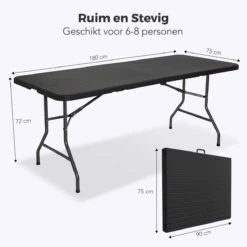 LifeGoods Klaptafel - Inklapbaar - 180 Cm - 6 Tot 8 Personen - Zwart -Buitentuin Winkel 1200x1200 493