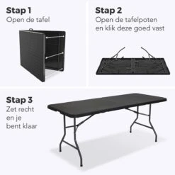 LifeGoods Klaptafel - Inklapbaar - 180 Cm - 6 Tot 8 Personen - Zwart -Buitentuin Winkel 1200x1200 495