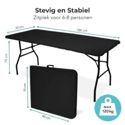 LifeGoods Klaptafel - Inklapbaar - 70x180cm - Verstelbare Vouwtafel - Weerbestendig - Zwart -Buitentuin Winkel 1200x1200 502