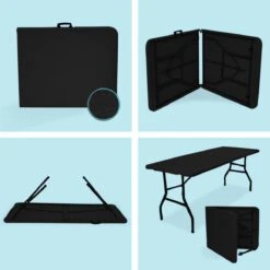 LifeGoods Klaptafel - Inklapbaar - 70x180cm - Verstelbare Vouwtafel - Weerbestendig - Zwart -Buitentuin Winkel 1200x1200 505