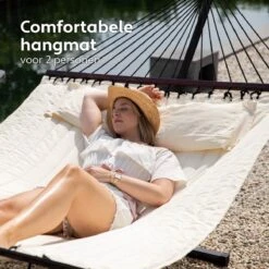 Vita5 Hangmat Met Standaard En Spreidstok – 2 Persoons – Incl. Bekerhouder - Afneembaar Kussen – Uv-bestendig – Beige -Buitentuin Winkel 1200x1200 51