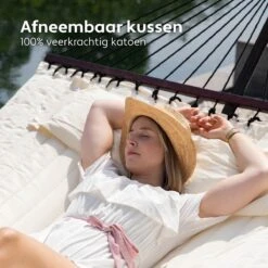 Vita5 Hangmat Met Standaard En Spreidstok – 2 Persoons – Incl. Bekerhouder - Afneembaar Kussen – Uv-bestendig – Beige -Buitentuin Winkel 1200x1200 52