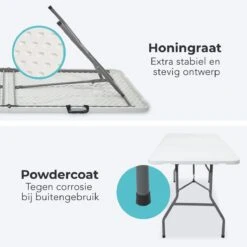 LifeGoods Klaptafel - Inklapbaar - 70x180cm - Verstelbare Vouwtafel - Weerbestendig - Wit -Buitentuin Winkel 1200x1200 520