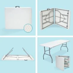 LifeGoods Klaptafel - Inklapbaar - 70x180cm - Verstelbare Vouwtafel - Weerbestendig - Wit -Buitentuin Winkel 1200x1200 522