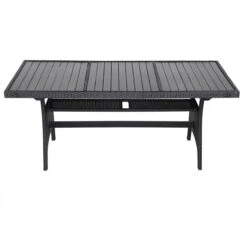 Casaria Polyrattan Tuintafel - WPC Tafelblad 190x90x74 Cm – Zwart -Buitentuin Winkel 1200x1200 540
