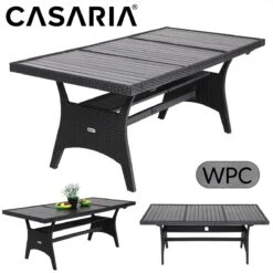 Casaria Polyrattan Tuintafel - WPC Tafelblad 190x90x74 Cm – Zwart -Buitentuin Winkel 1200x1200 542