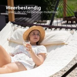 Vita5 Hangmat Met Standaard En Spreidstok – 2 Persoons – Incl. Bekerhouder - Afneembaar Kussen – Uv-bestendig – Beige -Buitentuin Winkel 1200x1200 55
