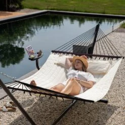 Vita5 Hangmat Met Standaard En Spreidstok – 2 Persoons – Incl. Bekerhouder - Afneembaar Kussen – Uv-bestendig – Beige -Buitentuin Winkel 1200x1200 57