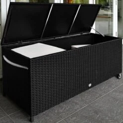 Casaria Wicker Opbergbox - Waterdicht 121,5cm Met Wielen - Grijs -Buitentuin Winkel 1200x1200 595