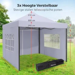 LifeGoods Partytent - 3x3 M - Zijwanden - Easy Up - Opvouwbaar - Waterdicht - Draagtas Met Wieltjes - Donkergrijs 25 LifeGoods Partytent - 3x3 M - Zijwanden - Easy Up - Opvouwbaar - Waterdicht - Draagtas Met Wieltjes - Donkergrijs -Buitentuin Winkel 1200x1200 618