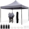 LifeGoods Partytent - 3x3 M - Easy Up - Opvouwbaar - Waterdicht - Draagtas Met Wieltjes - Donkergrijs -Buitentuin Winkel 1200x1200 621