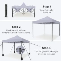 LifeGoods Partytent - 3x3 M - Easy Up - Opvouwbaar - Waterdicht - Draagtas Met Wieltjes - Donkergrijs -Buitentuin Winkel 1200x1200 628