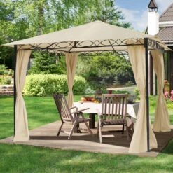Tuinpaviljoen 3x3 M Waterdicht Paviljoen Met 4 Zijwanden Tuintent Ca. 180 G/m² Dakzeil In Crème Partytent -Buitentuin Winkel 1200x1200 632