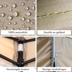 LifeGoods Partytent - 3x3 M - Zijwanden - Easy Up - Opvouwbaar - Waterdicht - Draagtas Met Wieltjes - Beige -Buitentuin Winkel 1200x1200 647