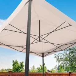 LifeGoods Partytent - 3x3 M - Zijwanden - Easy Up - Opvouwbaar - Waterdicht - Draagtas Met Wieltjes - Beige -Buitentuin Winkel 1200x1200 648