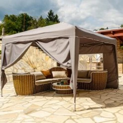 Easy Up Partytent - Partytent - Paviljoen - Partytent Opvouwbaar - Partytent 3x3 - Partytent Met Zijwanden - Inclusief Trolley - Waterdicht - UV 50+ Bescherming - Met Ramen - 16 Kg - Staal - Antraciet - 300 X 300 Cm -Buitentuin Winkel 1200x1200 653