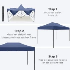 LifeGoods Partytent - 3x4.5 M - Easy Up - Opvouwbaar - Waterdicht - Draagtas Met Wieltjes - Donkerblauw -Buitentuin Winkel 1200x1200 661