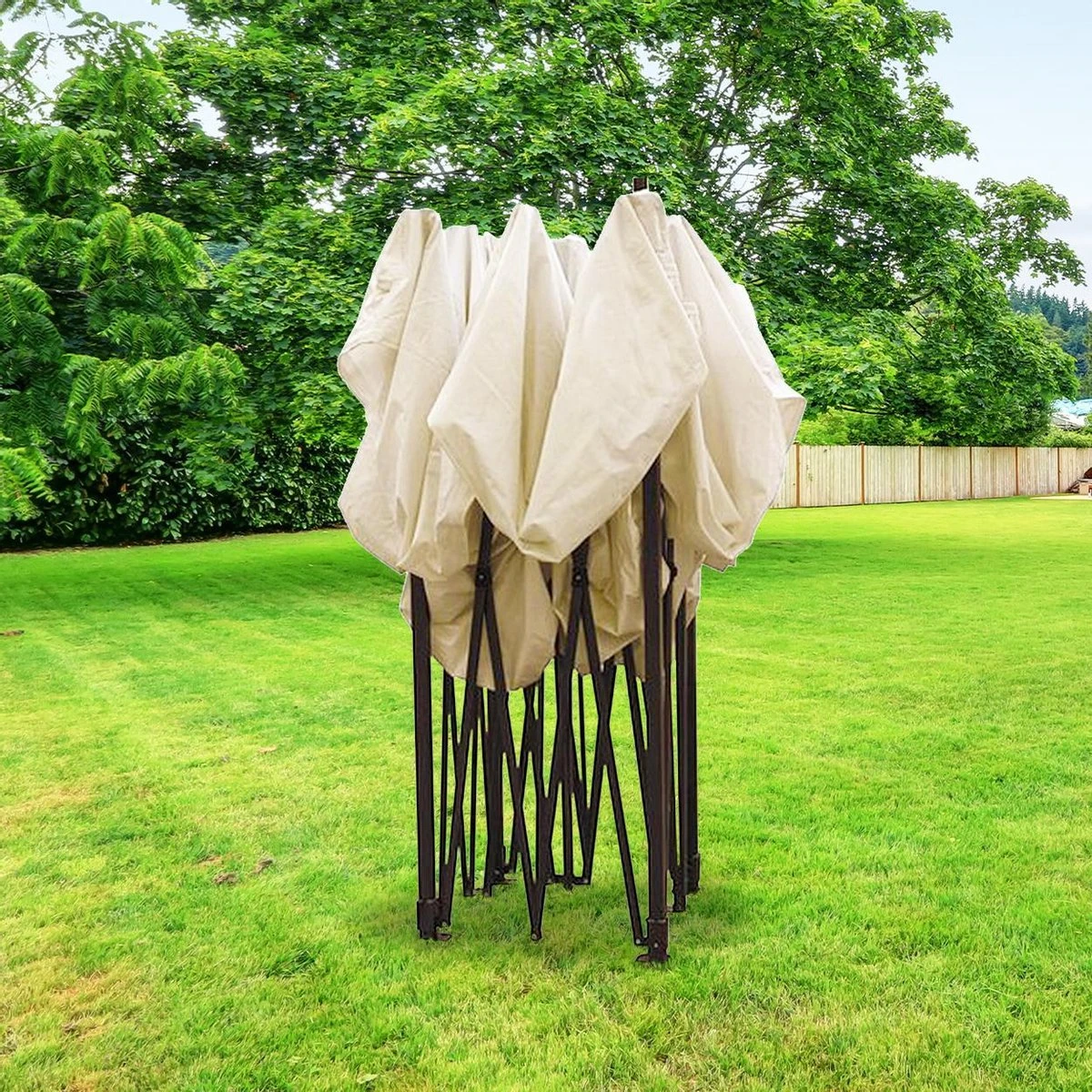 LifeGoods Partytent - 3x3 M - Easy Up - Opvouwbaar - Waterdicht - Draagtas Met Wieltjes - Beige 12 LifeGoods Partytent - 3x3 M - Easy Up - Opvouwbaar - Waterdicht - Draagtas Met Wieltjes - Beige - Afbeelding 10