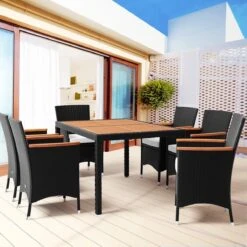 Deuba Polyrattan Tuinset Verona - 6 Stoelen + 1 Tafel Zwart -Buitentuin Winkel 1200x1200 700