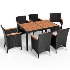 Deuba Polyrattan Tuinset Verona - 6 Stoelen + 1 Tafel Zwart -Buitentuin Winkel 1200x1200 704