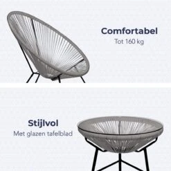 LifeGoods Acapulco Bistroset - 3-Delig - Tuinset Met Bijzettafel - Grijs -Buitentuin Winkel 1200x1200 749