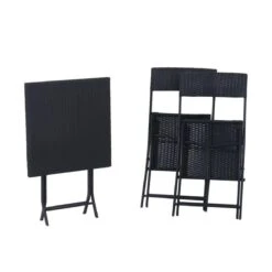 Merkloos 3-delige Bistroset Poly Rattan - Inklapbaar - Balkon Tuinmeubelset - Zwart -Buitentuin Winkel 1200x1200 779
