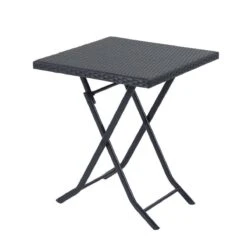 Merkloos 3-delige Bistroset Poly Rattan - Inklapbaar - Balkon Tuinmeubelset - Zwart -Buitentuin Winkel 1200x1200 781