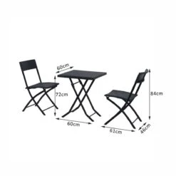 Merkloos 3-delige Bistroset Poly Rattan - Inklapbaar - Balkon Tuinmeubelset - Zwart -Buitentuin Winkel 1200x1200 783