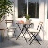 Wooners® Bistroset - Tuintafel Met Twee Stoelen - Metaal En Hout - Zwart