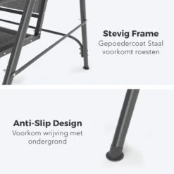 LifeGoods Schommelbank - 3-zits - Tot 250KG - Kantelbaar Dak - UV-bestendig Zonnescherm - 172x104x162cm - Grijs -Buitentuin Winkel 1200x1200 79