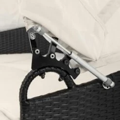 Casaria Polyrattan Zonne-Eiland Ø185cm – Incl. Kussens - Zwart Crème -Buitentuin Winkel 1200x1200 793