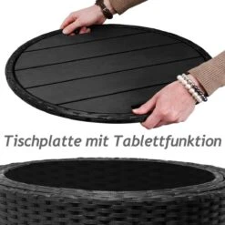 Casaria Polyrattan Zonne-Eiland Ø185cm – Incl. Kussens - Zwart Crème -Buitentuin Winkel 1200x1200 798