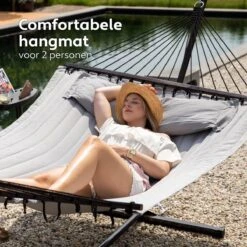 Vita5 Hangmat Met Standaard En Spreidstok – 2 Persoons – Incl. Bekerhouder - Afneembaar Kussen – Uv-bestendig – Lichtgrijs 18 Vita5 Hangmat Met Standaard En Spreidstok – 2 Persoons – Incl. Bekerhouder - Afneembaar Kussen – Uv-bestendig – Lichtgrijs -Buitentuin Winkel 1200x1200 934