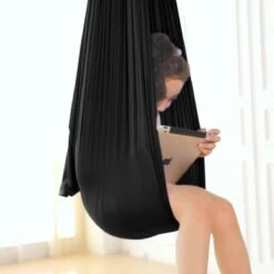 Merkloos Schommelstoel - Hangmat - Schommel - Kalmerend - Luchtdoorlatend - Kinderen - Zwart -Buitentuin Winkel 1200x1200 957