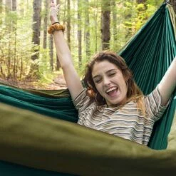 Kanyon Hangmat - Incl. Karabijnhaken En Riemen - Licht Parachutestof - 260 X 140 Cm - Tot 200kg - Groen/Khaki -Buitentuin Winkel 1200x1200 965