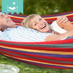 Dubbele Hangmat Rood Met Spreidstok - 1 Of 2 Persoons - Lig Oppervlak 190x150cm - Lengte 260cm -Buitentuin Winkel 1200x1200 970